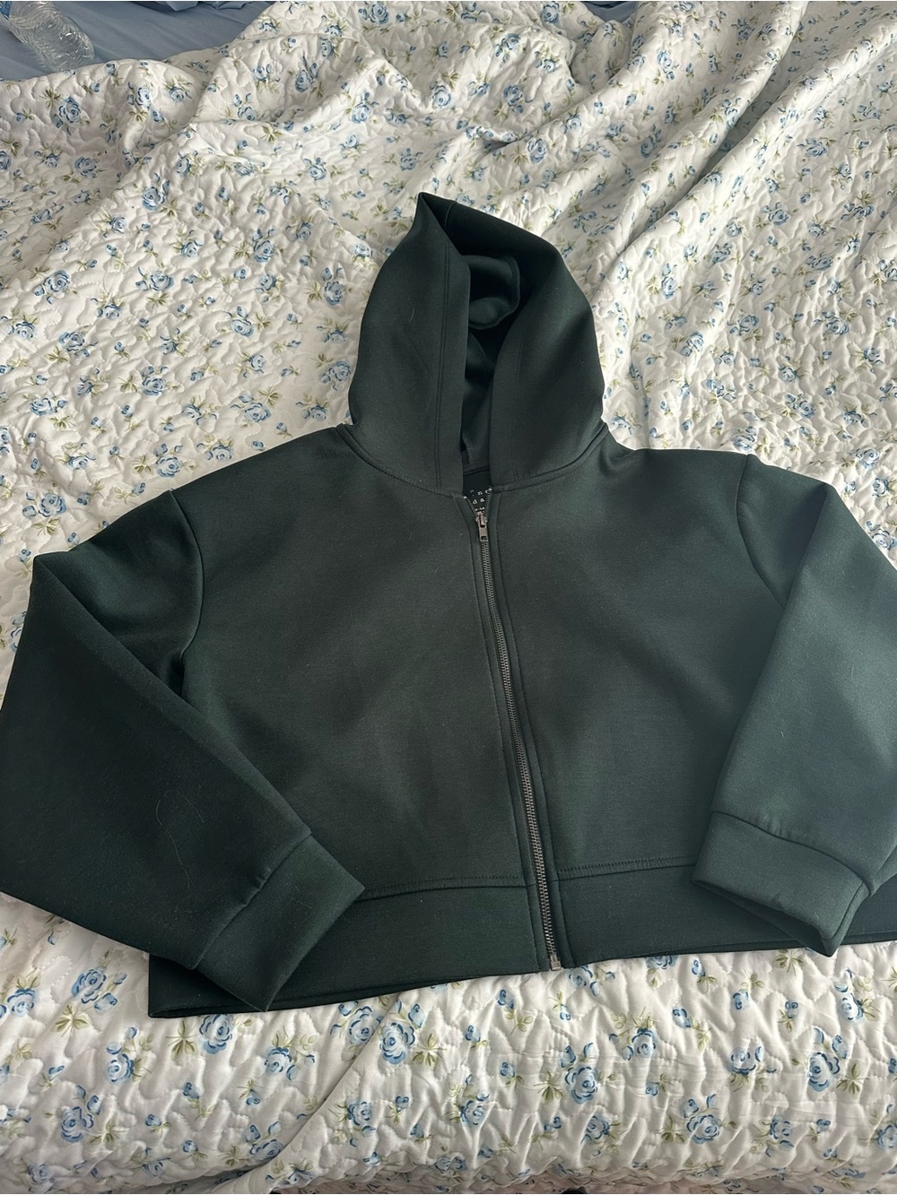 a new day Forest Green Cropped Zip Hoodie